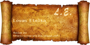 Lovas Etelka névjegykártya